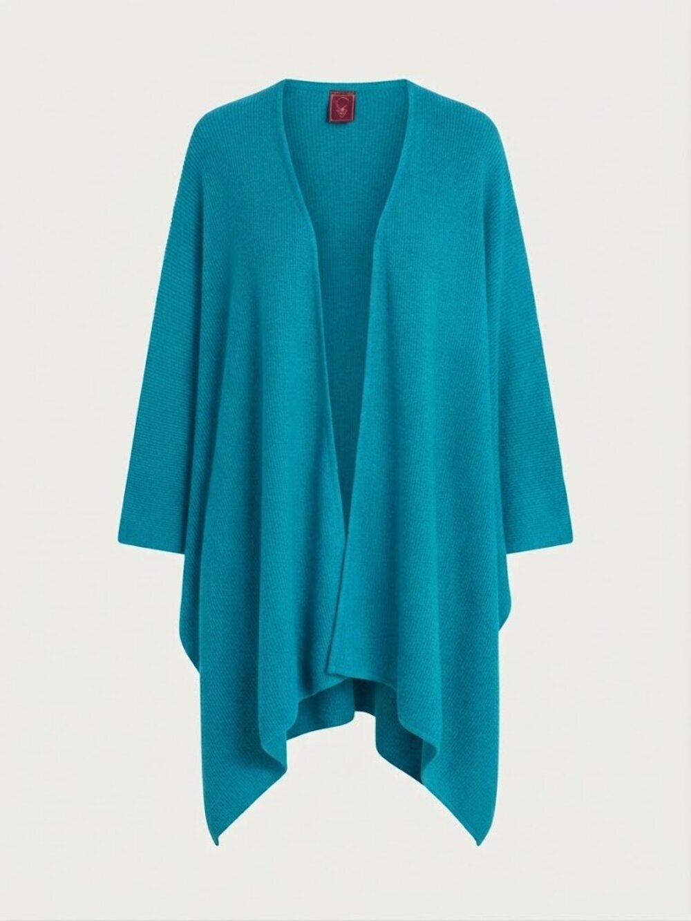 Fine Estampa Alpaca Blend Open Front Ruana Poncho Cape Teal Blue One Size